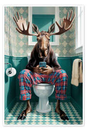 Wandbild Elch im Badezimmer - Andreas Magnusson