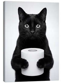 Leinwandbild Katze hält Toilettenpapierrolle - Andreas Magnusson