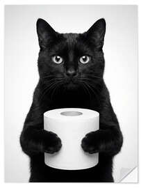 Sticker mural Cat Holding Toilet Roll - Andreas Magnusson