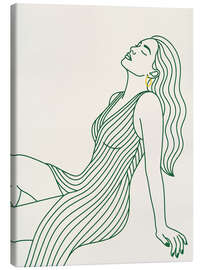 Leinwandbild Frau in einem grün gestreiften Kleid - Andreas Magnusson