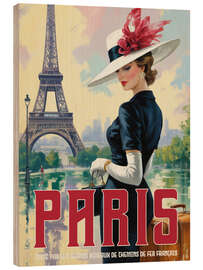 Holzbild Paris Vintage Travel Poster
