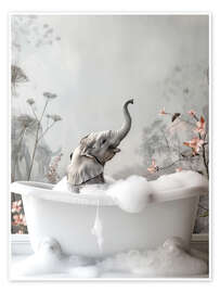 Wandbild Elephant Bath Bliss