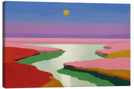 Lærredsbillede Abstract Sunset River - Anastasia Mamoshina