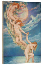 Stampa su legno Moonbeams Dipping into the Sea - Evelyn De Morgan