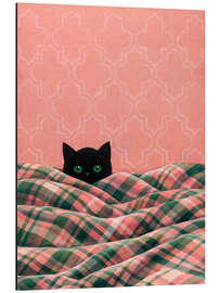 Print på aluminium Black Cat In The Bed - Kidz Collection