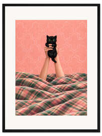 Framed art print In Bed With The Cat