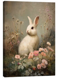 Leinwandbild Osterhase in einer stimmungsvollen Blumenwiese - TAlex
