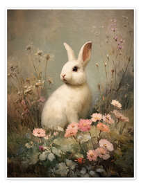 Wandbild Osterhase in einer stimmungsvollen Blumenwiese - TAlex