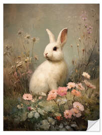 Wall sticker Easter Bunny in a Moody Meadow Flowers - TAlex