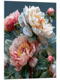 Acrylglasbild Rosa und weiße Pfingstrosen - Maria Tuzhilkina