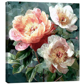 Leinwandbild Zarte rosa Pfingstrosen, Pfingstrosenstrauß - Maria Tuzhilkina