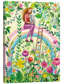 Leinwandbild Katzenmädchen im Regenbogen - Mila Marquis