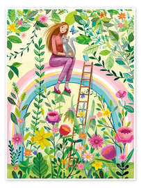 Poster Katzenmädchen im Regenbogen - Mila Marquis