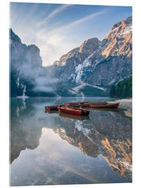 Acrylglasbild Stille - Morgens am Pragser Wildsee Südtirol - Achim Thomae
