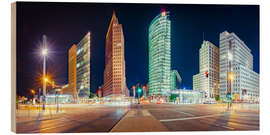 Holzbild Potsdamer Platz in Berlin bei Nacht - Martin Wasilewski