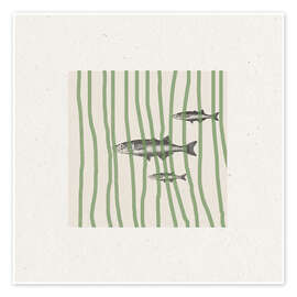 Wandbild Fisch in gestreiften Wellen - The MIUUS STUDIO