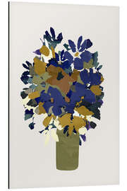 Print på aluminium Blue and Brown Flowers In Vase - Cartissi