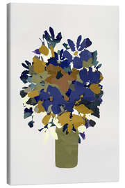 Leinwandbild Blaue und braune Blumen in einer Vase - Cartissi