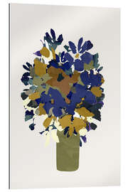 Tableau en plexi-alu Blue and Brown Flowers In Vase - Cartissi