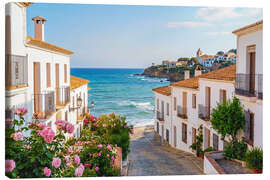 Leinwandbild Meerdorf mit weißen Häusern - Mango Art