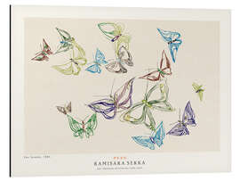 Print på aluminium Butterflies in Blue, Purple and Green - Kamisaka Sekka