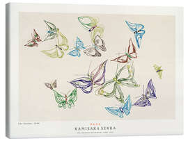 Leinwandbild Butterflies in Blue, Purple and Green - Kamisaka Sekka