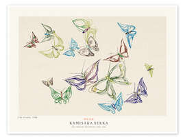 Wandbild Butterflies in Blue, Purple and Green - Kamisaka Sekka