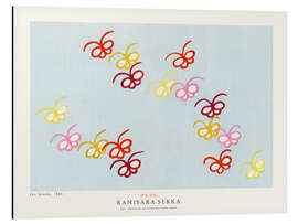 Aluminium print Butterflies in Red, Yellow and Pink - Kamisaka Sekka