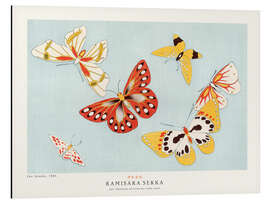 Print på aluminium Butterflies in Red and Yellow - Kamisaka Sekka
