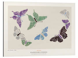 Print på aluminium Butterflies in Blue, Green and Pruple - Kamisaka Sekka