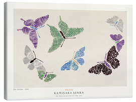 Leinwandbild Butterflies in Blue, Green and Pruple - Kamisaka Sekka