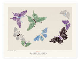 Wandbild Butterflies in Blue, Green and Pruple - Kamisaka Sekka