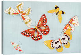 Leinwandbild Butterflies in Red &amp; Yellow, 1904 - Kamisaka Sekka