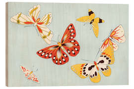 Holzbild Butterflies in Red &amp; Yellow, 1904 - Kamisaka Sekka