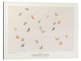 Print på aluminium Butterflies in Purple, Red &amp; Green - Kamisaka Sekka