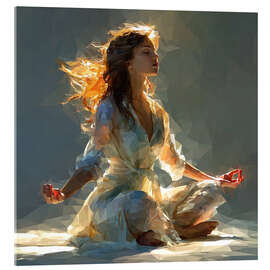 Tableau en verre acrylique Girl doing yoga, relaxation, balance - Maria Tuzhilkina