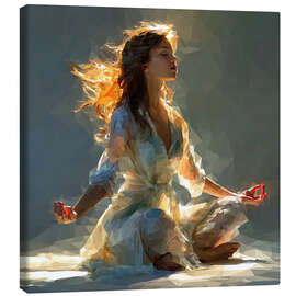 Tableau sur toile Girl doing yoga, relaxation, balance - Maria Tuzhilkina