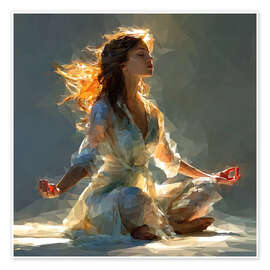 Poster Mädchen beim Yoga, Entspannung, Balance - Maria Tuzhilkina