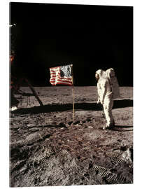 Acrylglasbild Apollo 11, Hissen der US-Flagge auf dem Mond