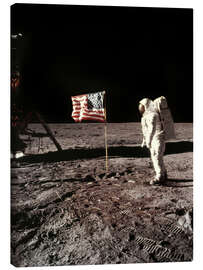 Tableau sur toile Apollo 11, planting the US flag on the moon