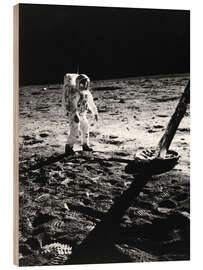 Stampa su legno Astronaut Buzz Aldrin in a spacesuit on the moon