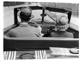 Acrylglasbild Rückansicht eines Paares im Cabrio, 1940er Jahre