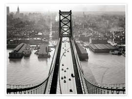 Poster Benjamin-Franklin-Brücke, von Camden nach Philadelphia, 1950er