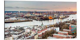 Aluminium print City at the waterfront, Elbe River, Hamburg, Germany
