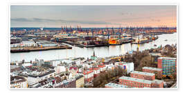 Poster Stadt am Wasser, Elbe, Hamburg
