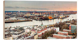 Holzbild Stadt am Wasser, Elbe, Hamburg