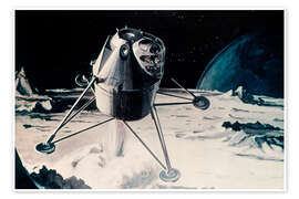 Poster NASA Illustration der 1960er - Landung der Mondlandefähre