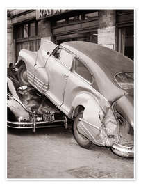 Poster 1940er Zusammenstoß zweier Autos