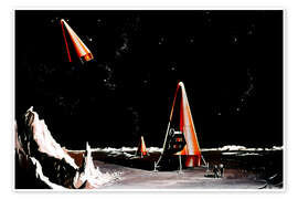 Wandbild 1960er NASA-Zeichnung eines kegelförmigen Raumschiffs