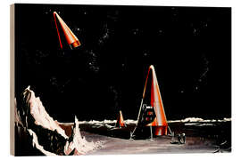 Holzbild 1960er NASA-Zeichnung eines kegelförmigen Raumschiffs